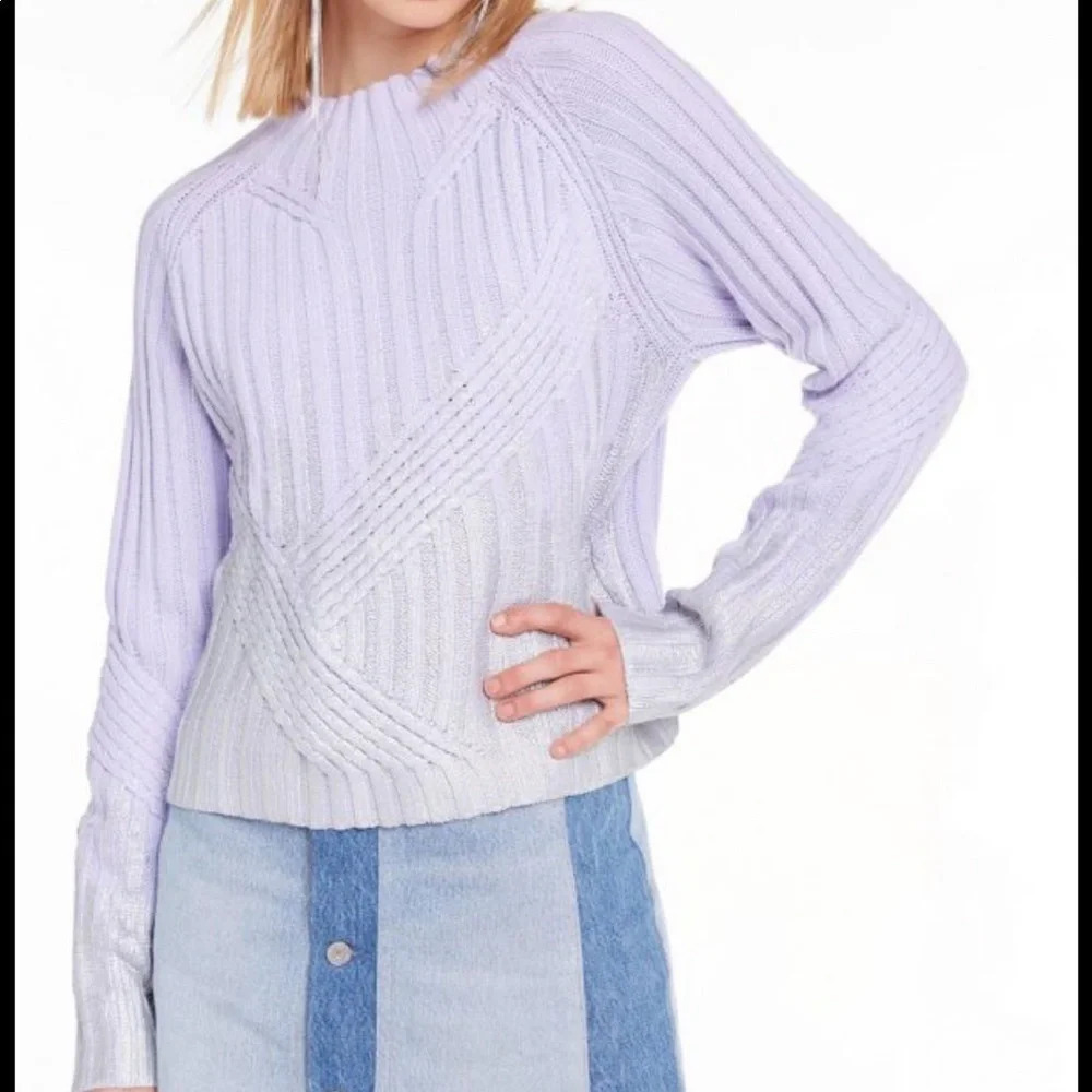 Wildfox Summit Ritzy Lavender Metallic Thick Knit Sweater